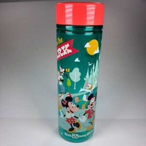 Disney Parks Water Bottle Green Play in the Park Mickey Goofy Minnie 19.5oz New